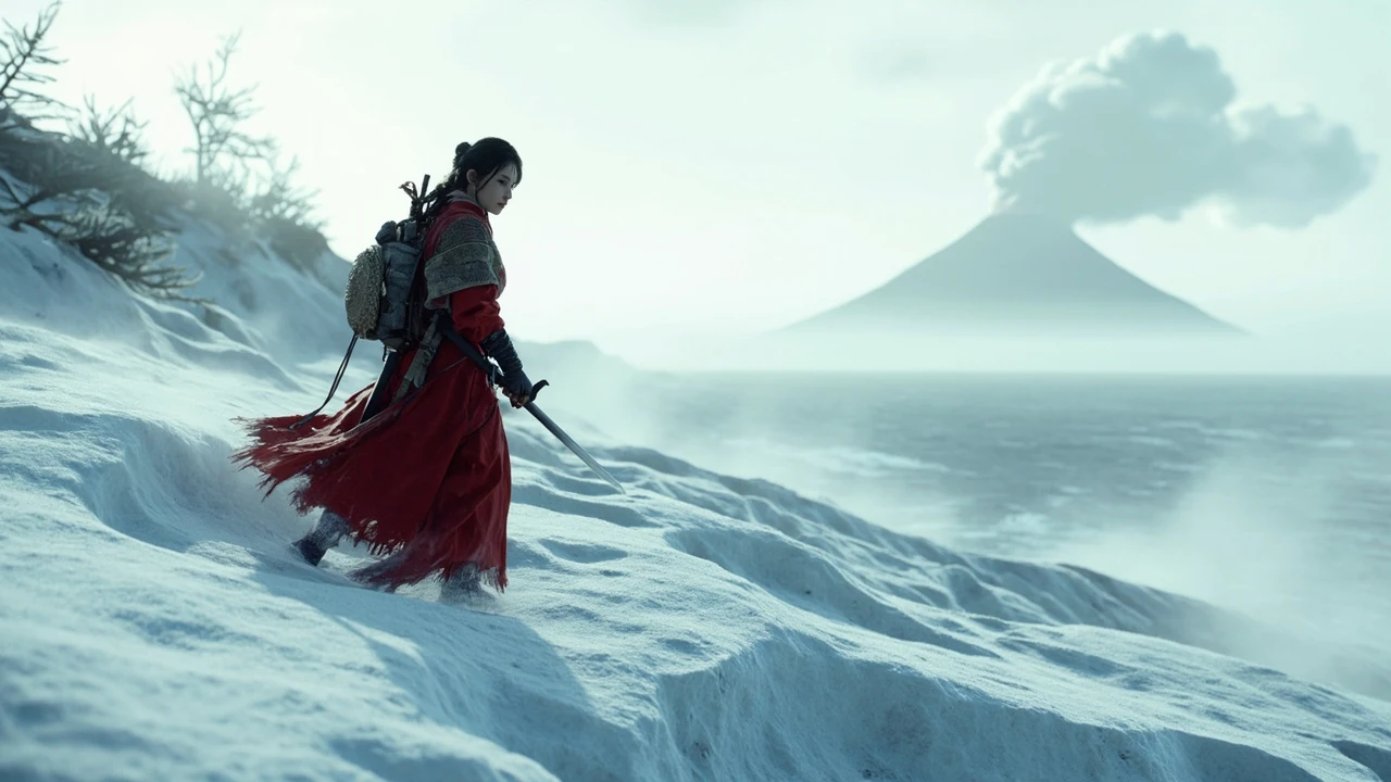 Crimson kimono Ghost of Yotei: design, art, and what it signals